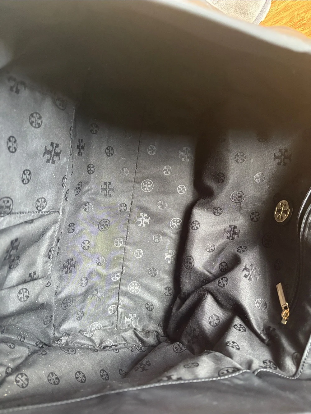 Tory Burch black Ella Nylon Tote with Leather Trim